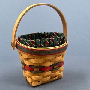 VTG Longaberger 1998 Glad Tiding Basket Wall Hanging Handwoven Liner Christmas